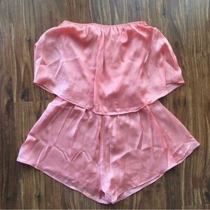 3/$25 Honey Punch Shiny Peach Strapless Romper Size Small Tropical Boho Hippie